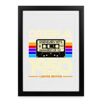 Original 1950 Cassette Retro Tee - Affiche encadrée (27 × 37 cm) - noir - Devant