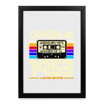 Original 1953 Cassette Rétro - Affiche encadrée (27 × 37 cm) - noir - Devant