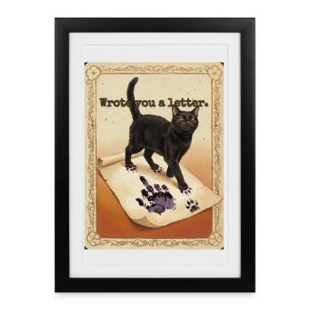 Je t’ai écrit une lettre, chat - Affiche encadrée (27 × 37 cm) - noir - Devant