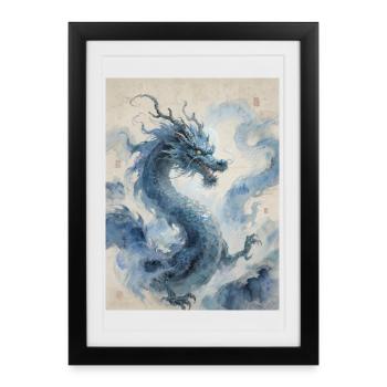 L'Apothéose Céleste : Dragon Bleu – Infinité - Affiche encadrée (27 × 37 cm) - noir - Devant