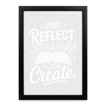 Study Reflect Create OpenBook Motif - Framed poster (27 × 37 cm) - black - Front