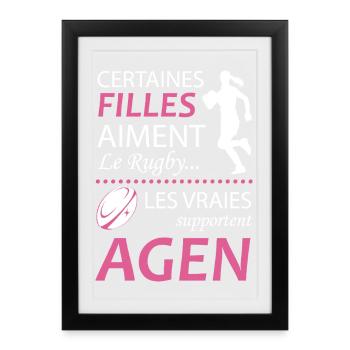 Certaines Filles Aiment Le Rugby Les Vraies Sup... - Affiche encadrée (27 × 37 cm) - noir - Devant