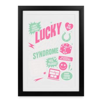 Conception de motivation du syndrome de la fille chanceuse - Affiche encadrée (27 × 37 cm) - noir - Devant