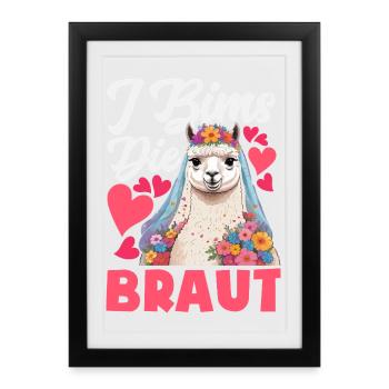 I Bims The Bride Bachelor Alpaca Llama Bridal Shower - Framed poster (27 × 37 cm) - black - Front