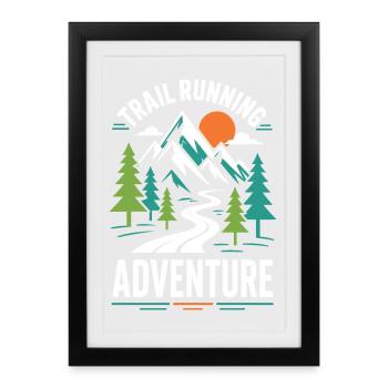 Aventure de course en sentier - Affiche encadrée (27 × 37 cm) - noir - Devant