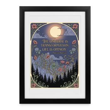 Le cosmos en transformation de la Nuit Lunaire Florale - Affiche encadrée (27 × 37 cm) - noir - Devant