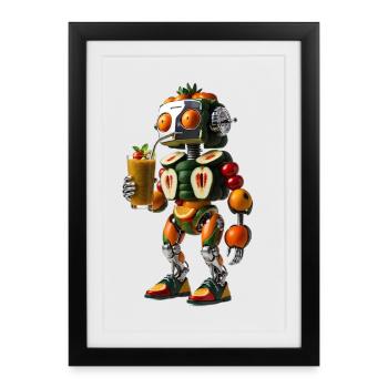 Fruit Robot Veggie Portrait - Framed poster (27 × 37 cm) - black - Front