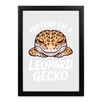 Paroles du gecko léopard Drôle de cadeau drôle de gecko léopard - Affiche encadrée (27 × 37 cm) - noir - Devant
