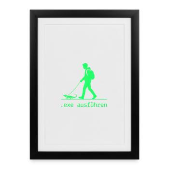 .EXE ausführen – Lustiges Informatiker Shirt grün - Gerahmtes Poster (27 × 37 cm) - Schwarz - Vorne