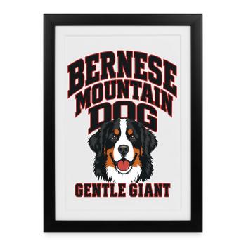 Cadeau pour l’amoureux du chien de montagne bernois et doux du chien géant - Affiche encadrée (27 × 37 cm) - noir - Devant