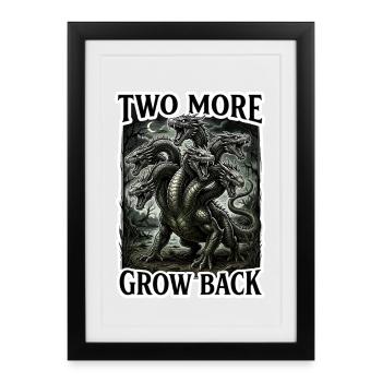 Two More Grow Back - Hydra Dragon TTRPG Design - Affiche encadrée (27 × 37 cm) - noir - Devant