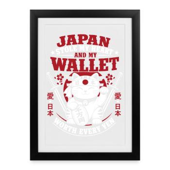 Japan Stole My Heart And My Wallet - Gerahmtes Poster (27 × 37 cm) - Schwarz - Vorne