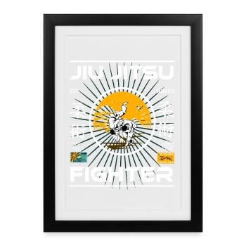 Jiu Jitsu Shirt – Fighter Design mit Kampfgeist - Gerahmtes Poster (27 × 37 cm) - Schwarz - Vorne