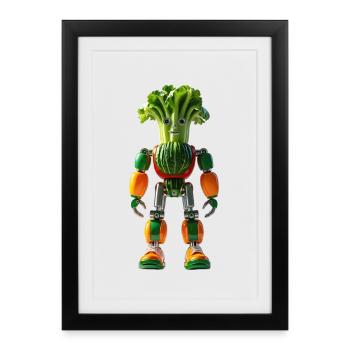 Colorful Veggie Robot - Framed poster (27 × 37 cm) - black - Front
