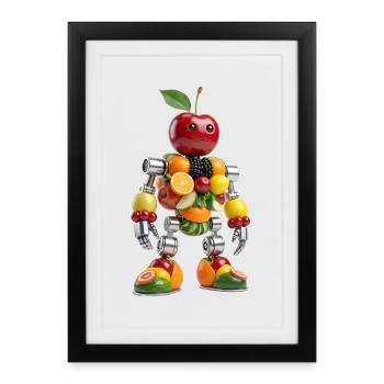 Fruit Powered Gym Robot - Framed poster (27 × 37 cm) - black - Front