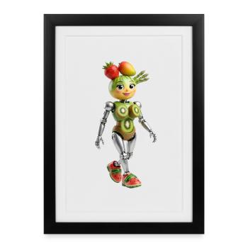Kiwi Bot Fruit Parade - Framed poster (27 × 37 cm) - black - Front