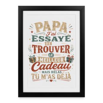 Cadeau pour l'anniversaire de Papa - Fête des Père - Affiche encadrée (27 × 37 cm) - noir - Devant