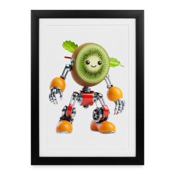 Robot Kiwi aux Membres Chromés - Affiche encadrée (27 × 37 cm) - noir - Devant