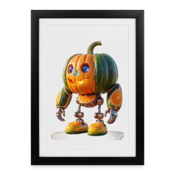 Pumpkin Robot Jack-o'-Lantern - Framed poster (27 × 37 cm) - black - Front
