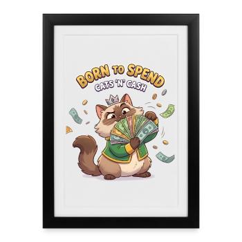 Chaton de richesse et d’argent - Affiche encadrée (27 × 37 cm) - noir - Devant