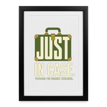 Au cas où – Humour pour les voyageurs - Affiche encadrée (27 × 37 cm) - noir - Devant