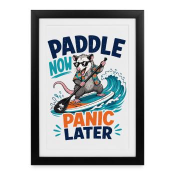 Impression arrière | SUP Paddleboard Board Stand Up Paddle - Affiche encadrée (27 × 37 cm) - noir - Devant