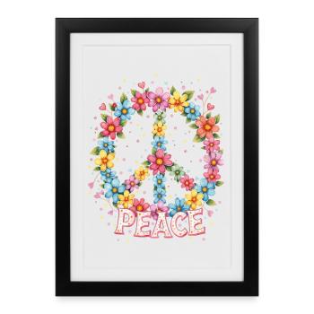 Blooming Peace Sign in Watercolor Style - Framed poster (27 × 37 cm) - black - Front