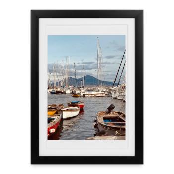Harbour nautical landscape - Framed poster (27 × 37 cm) - black - Front