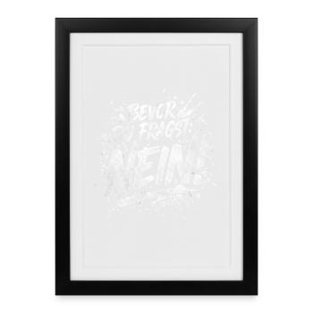 Bevor du fragst Nein lustige Büro Sprüche - Gerahmtes Poster (27 × 37 cm) - Schwarz - Vorne