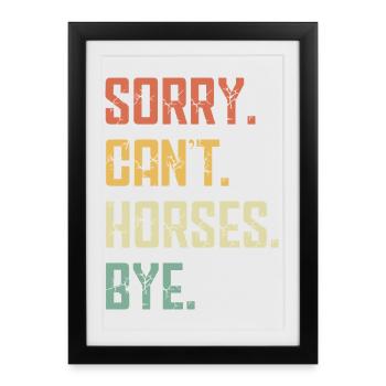 Sorry Can't Horses Bye Funny Horserider Love Horse - Framed poster (27 × 37 cm) - black - Front