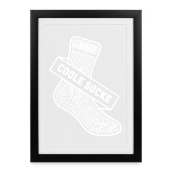 Coole Socke Banner - Gerahmtes Poster (27 × 37 cm) - Schwarz - Vorne