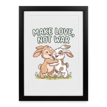Faites l’amour, pas la guerre – Câlin de lapin mignon - Affiche encadrée (27 × 37 cm) - noir - Devant