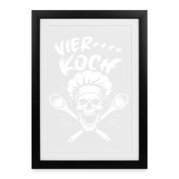 Schädelkoch Punkgrafik - Gerahmtes Poster (27 × 37 cm) - Schwarz - Vorne