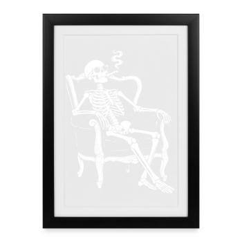 Skeleton on Sofa Smoke Chill - Framed poster (27 × 37 cm) - black - Front