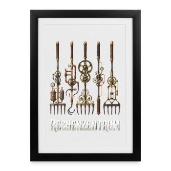Rechenzentrum Gärtner Garten Gartenarbeit - Gerahmtes Poster (27 × 37 cm) - Schwarz - Vorne