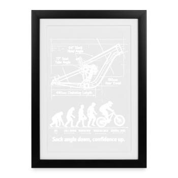 Plan de l’évolution MTB : descente pleine suspension - Affiche encadrée (27 × 37 cm) - noir - Devant
