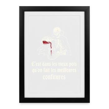 Squelette gourmet des vieux pots - Affiche encadrée (27 × 37 cm) - noir - Devant