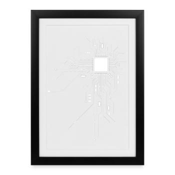 CPU Prozessor Computer Technik IT Nerd Motiv - Gerahmtes Poster (27 × 37 cm) - Schwarz - Vorne