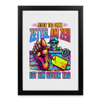 Neon Skelett Zeh Zettel - Gerahmtes Poster (27 × 37 cm) - Schwarz - Vorne