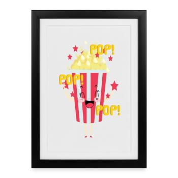 Popcorn Grignots Kino Canapé Fast Food Chips - Affiche encadrée (27 × 37 cm) - noir - Devant