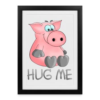 Hug - câlin moi cochon - Affiche encadrée (27 × 37 cm) - noir - Devant