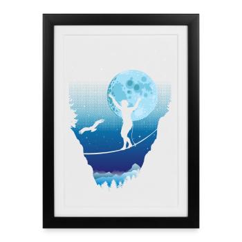 Moonlight slackline - Framed poster (27 × 37 cm) - black - Front