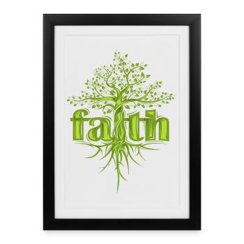 Foi Arbre Espoir Motivation Forêt Symbole icône - Affiche encadrée (27 × 37 cm) - noir - Devant