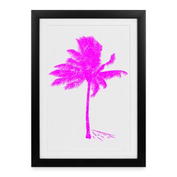 Silhouette de palmier rose fluo - Affiche encadrée (27 × 37 cm) - noir - Devant