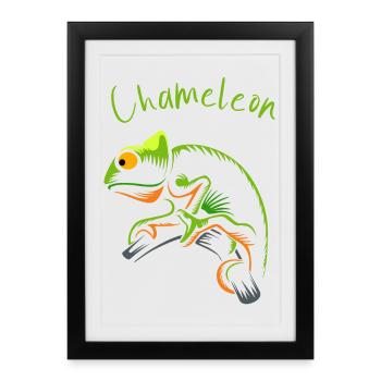 Vivid Chameleon Illustration for Nature Lovers - Framed poster (27 × 37 cm) - black - Front