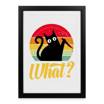 Cat With Knife Funny Gift Idea - Framed poster (27 × 37 cm) - black - Front