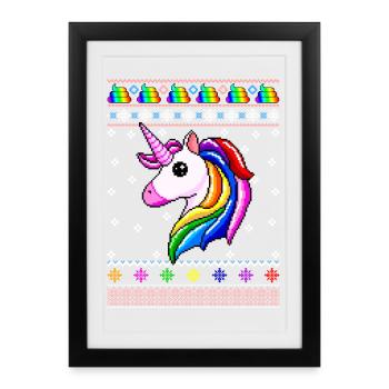 Noël licorne - Affiche encadrée (27 × 37 cm) - noir - Devant