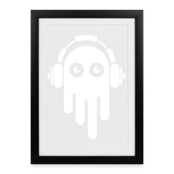music ghost symbol beats Monster funny lustig icon - Gerahmtes Poster (27 × 37 cm) - Schwarz - Vorne