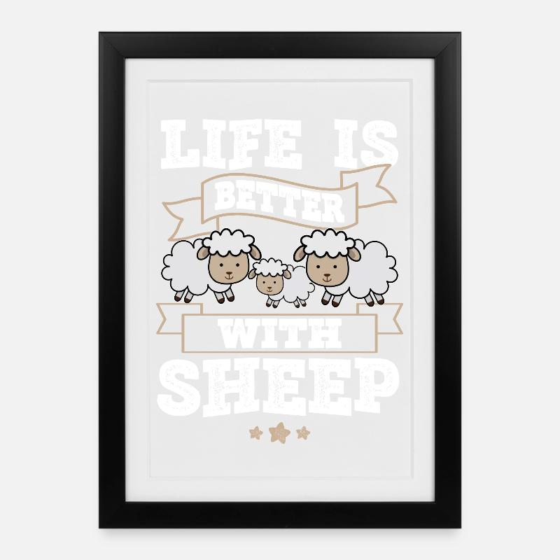 Schaf - Gerahmtes Poster (27 × 37 cm) - Schwarz
