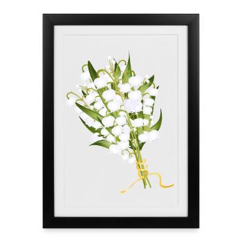 bouquet de muguet luxuriant comme salutation printanière - Affiche encadrée (27 × 37 cm) - noir - Devant